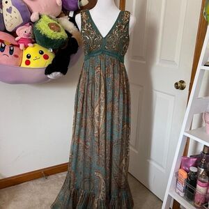 ANTHROPOLOGIE RANNA GILL BOHO PAISLEY SEQUIN MAXI DRESS